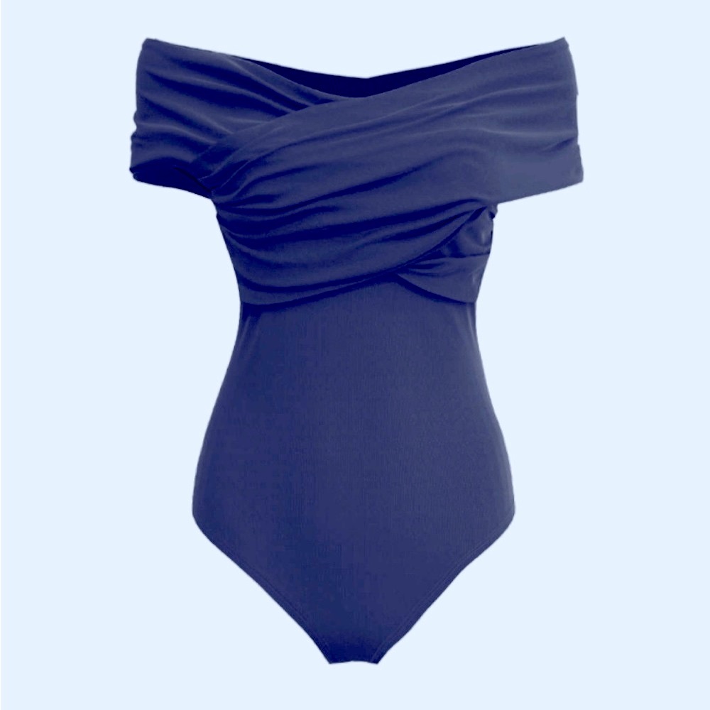 Solid Off-Shoulder Black Bodysuit